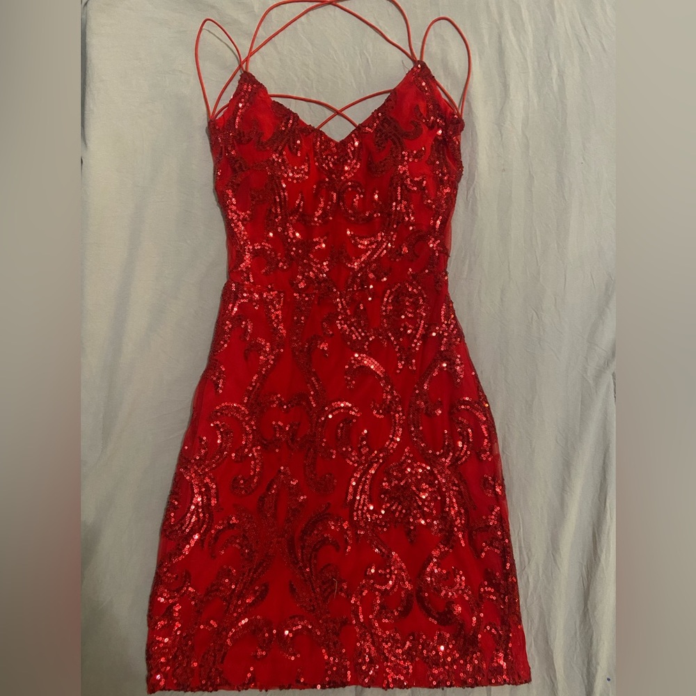 Red Sequin Homecoming Dress
